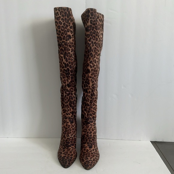 Marc Fisher Leopard Animal Print Over-the-Knee Chunky Heel Boots Size 6 NEW - Picture 3 of 5